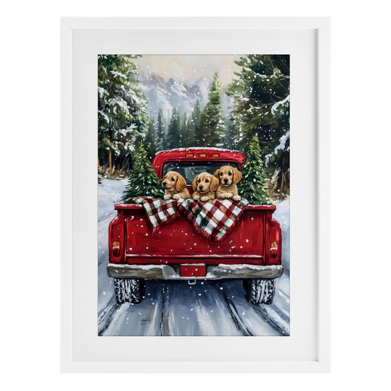 Stupell Industries Golden Pups Christmas Truck Framed Print Under Glass, design by Petal Prints Design